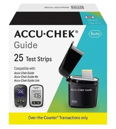 Roche Accu-Chek Guide Blood Glucose Test Strips, 25 Count - 07453710001-Box - LL Medico