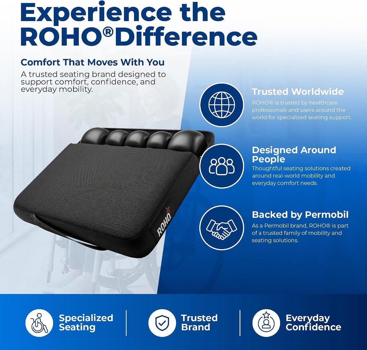 ROHO Mosaic Seat Cushion, 16" W x 16" L x 3" D - MOS1616CA-Single - LL Medico