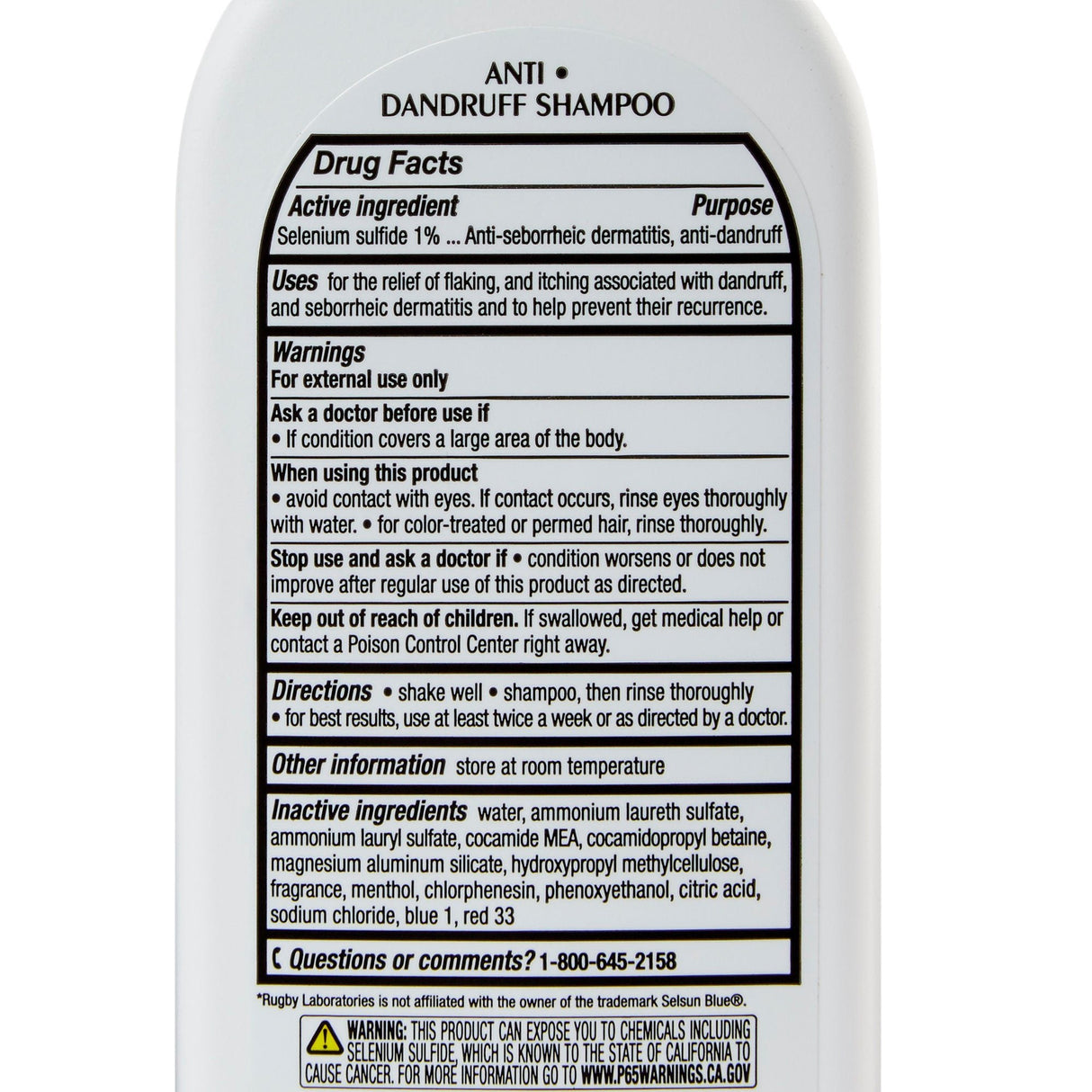 Rugby Dandruff Shampoo, 7-ounce Bottle - 00536199553-Single - LL Medico