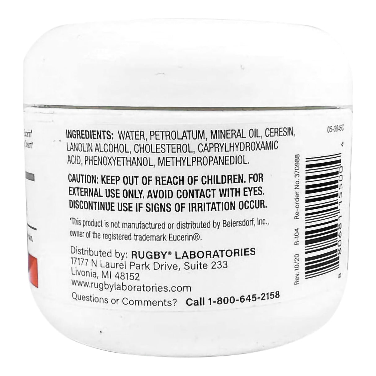 Rugby Therapeutic Moisturizing Minerin Crème, 4-ounce Jar - 80681015500-Single - LL Medico