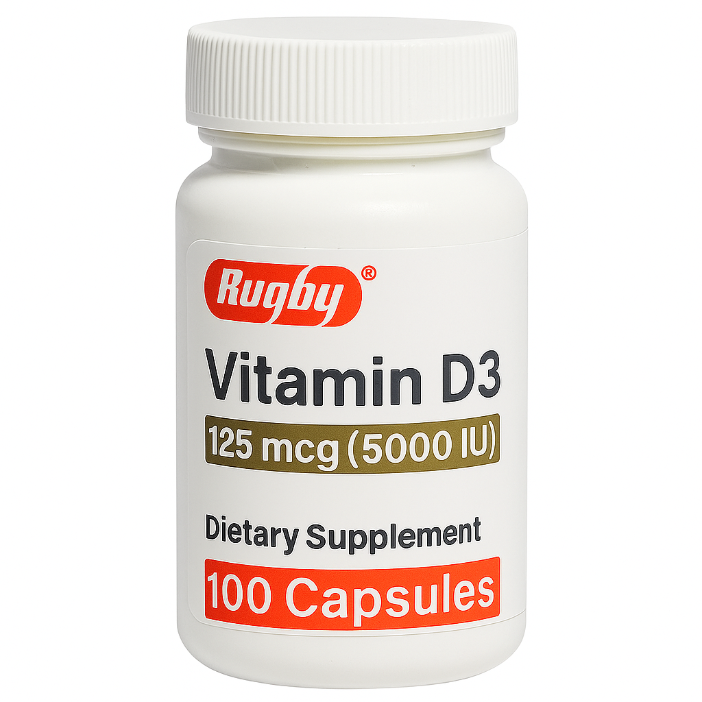 Rugby Vitamin D3 Dietary Supplement, 5000 IU
