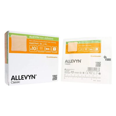 Allevyn Classic Nonadhesive without Border Foam Dressing, 2 x 2 Inch