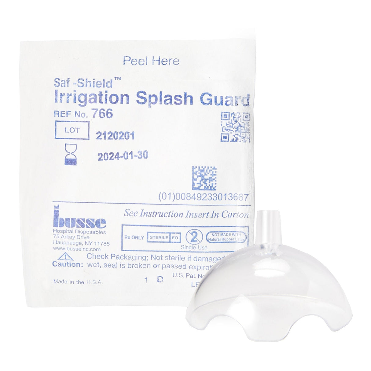 Saf-Shield Irrigation Splash Guard, Clear Plastic, Angled Inlet, Sterile - 766-Single - LL Medico
