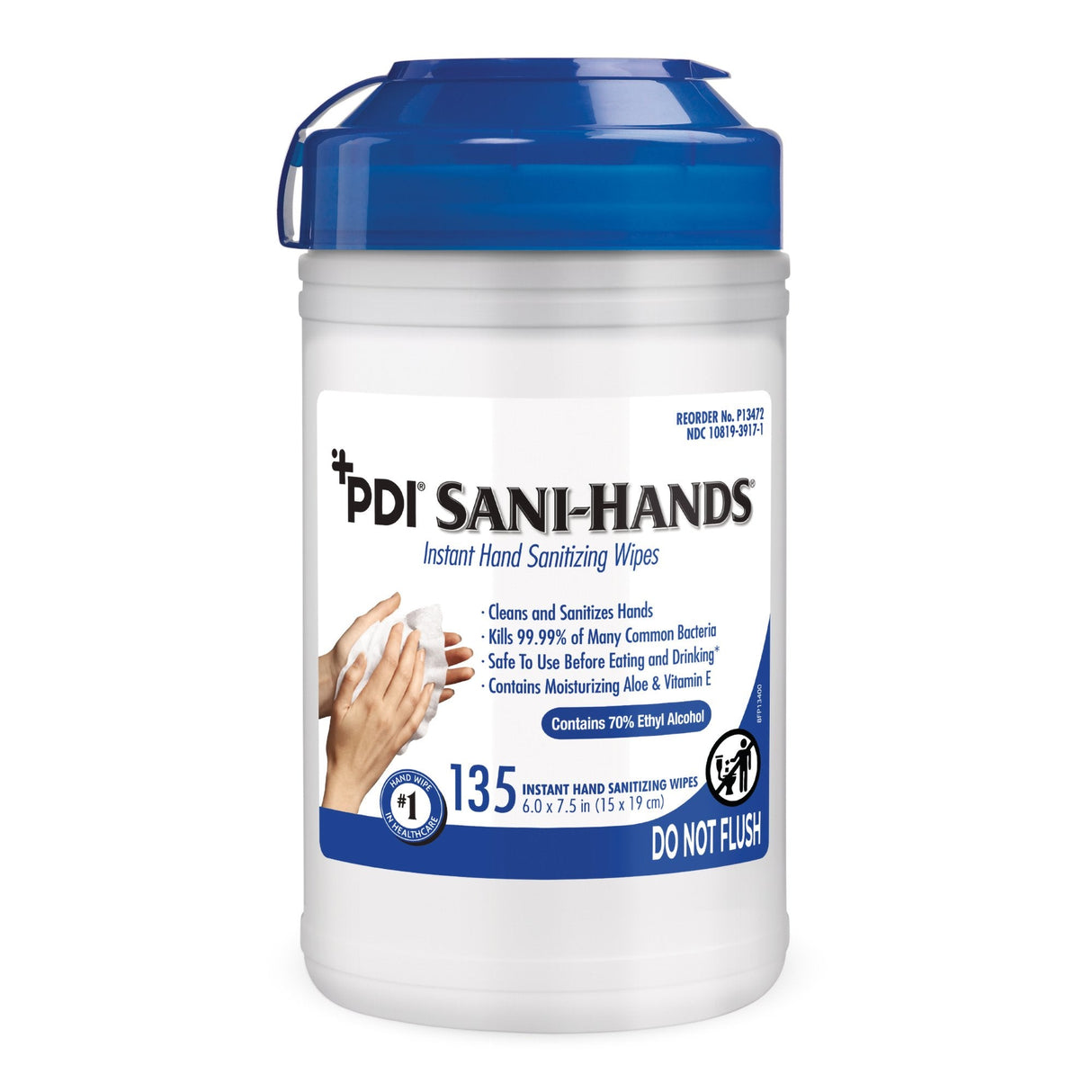 Sani-Hands Hand Sanitizing Wipes, Ethyl Alcohol, Unscented, 6 x 7.5 Inch - P13472-Box - LL Medico