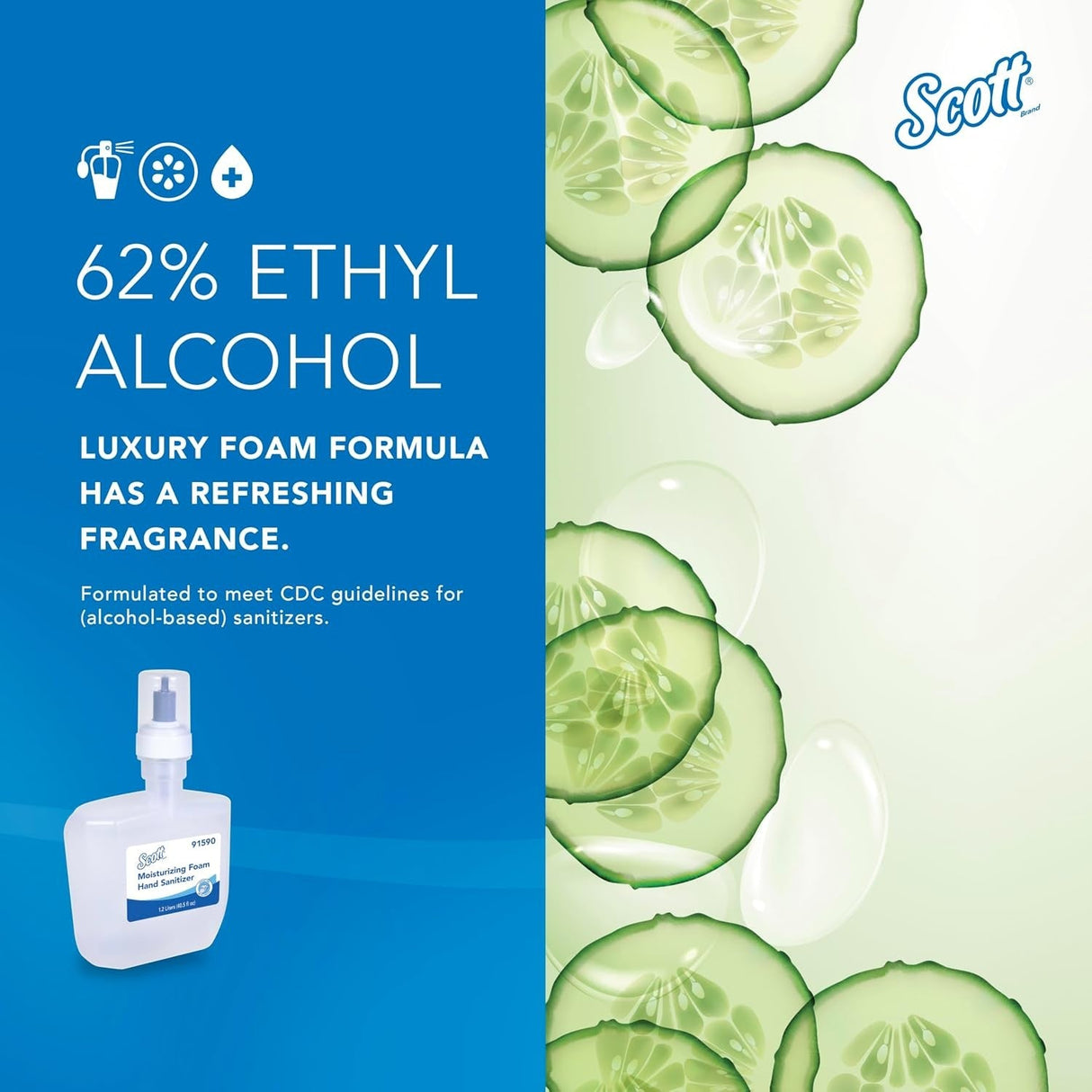 Scott Pro Moisturizing Foam Hand Sanitizer, Cucumber Scent, 1.2 L, Case of 2 - 91590-Case - LL Medico
