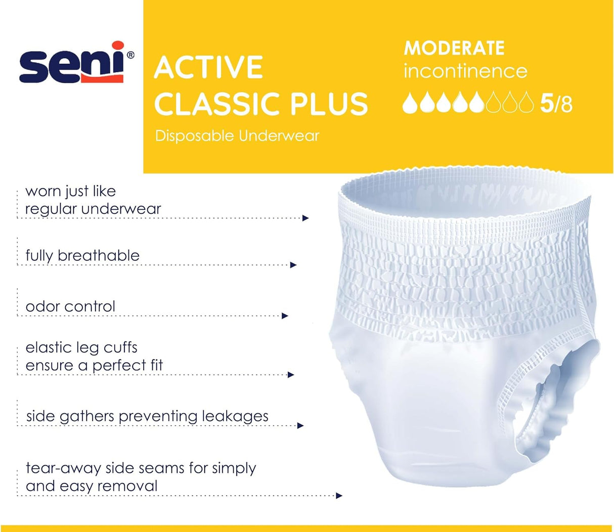 Seni Active Classic Plus Absorbent Underwear - SSM22AC2-Pack - LL Medico