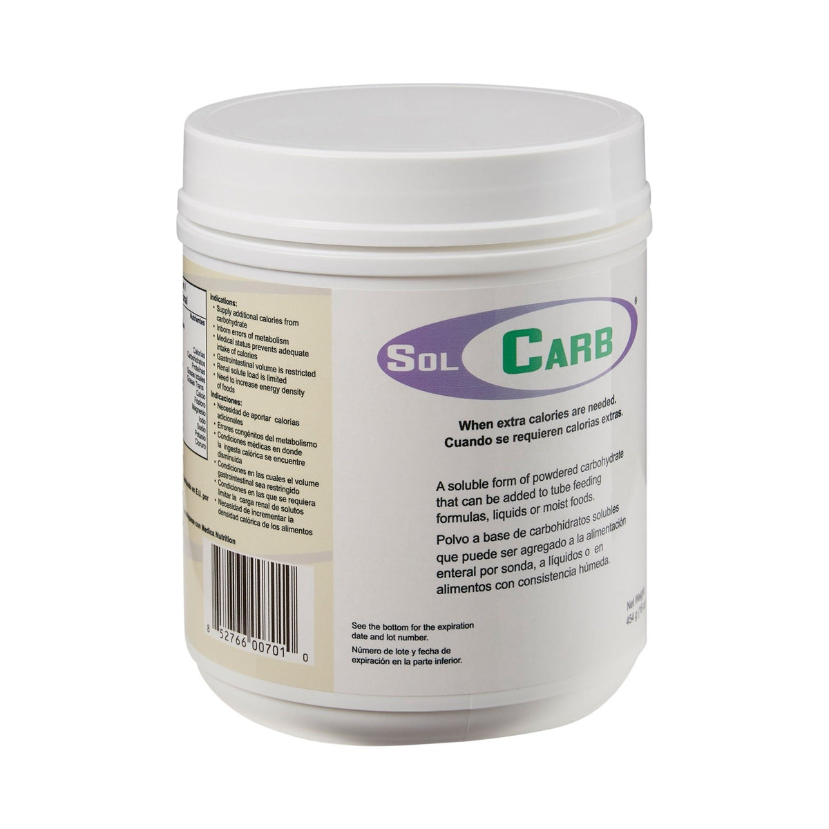 SolCarb Unflavored Carbohydrate Powder Supplement, 16 oz - 7001-N-Single - LL Medico