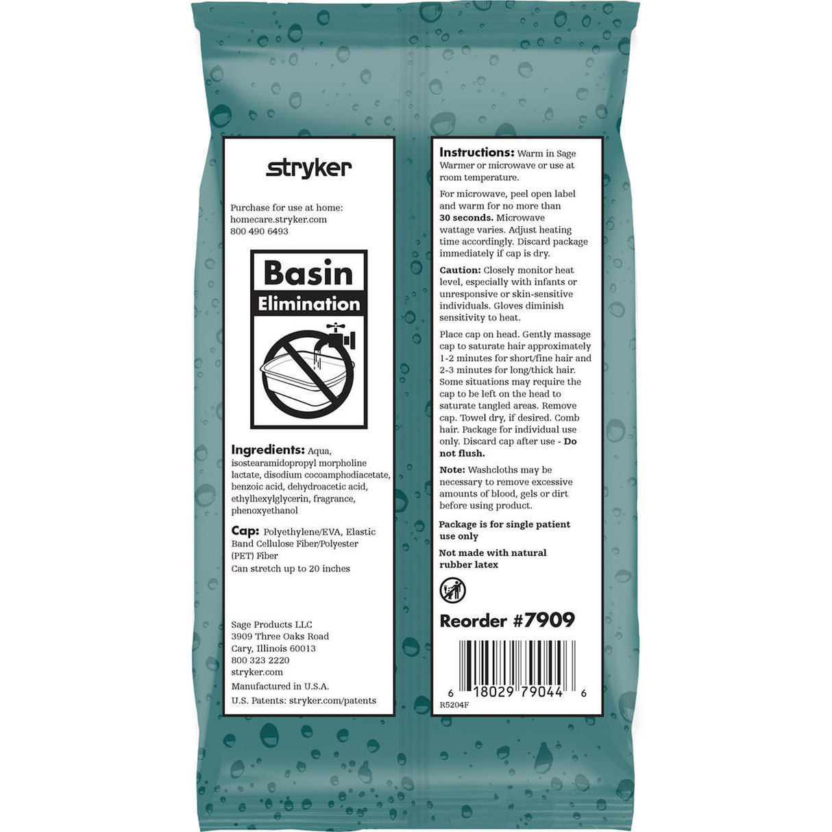 Stryker Sage Rinse - Free Shampoo Cap - 7909-Each - LL Medico