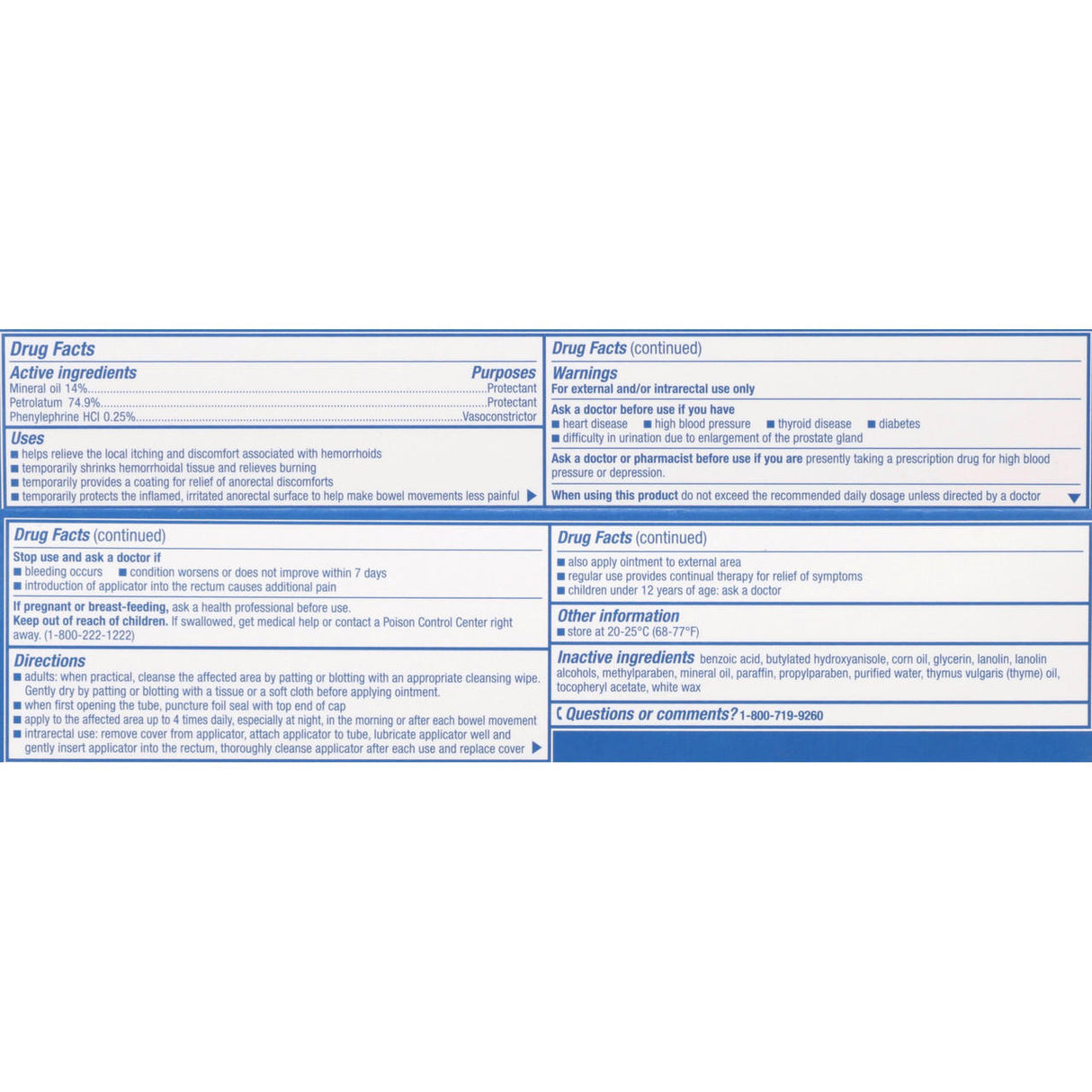 The Sunmark Hemorrhoid Ointment by McKesson features a drug facts label with active ingredients (pramoxine HCl, zinc oxide, white petrolatum), uses for pain and itch relief, warnings, directions, inactive ingredients, and a customer service number.