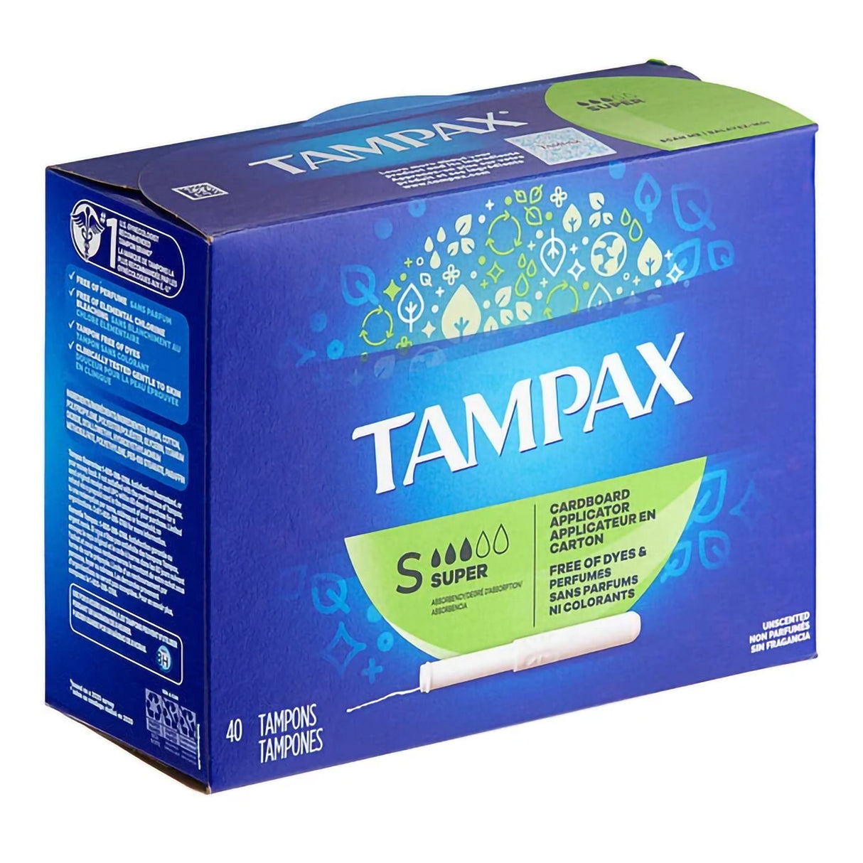 Tampax Super Absorbency Unscented Tampons - 00073010000728-Box - LL Medico