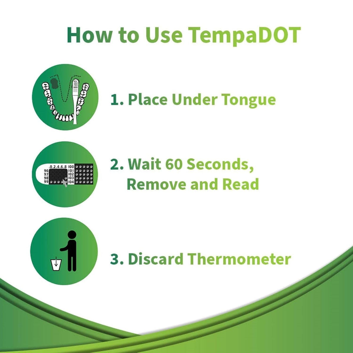 Tempa·DOT Disposable Oral Thermometer, Color Dot Display, 99 to 104 °F - 5122-Box - LL Medico
