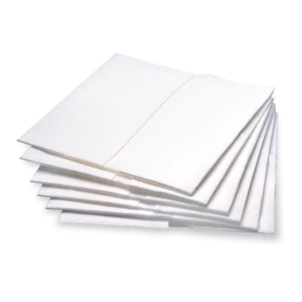 A stack of TENA Dry Washcloths by TENA, white and folded, neatly arranged on a white surface—ideal for perineal care and various other uses.