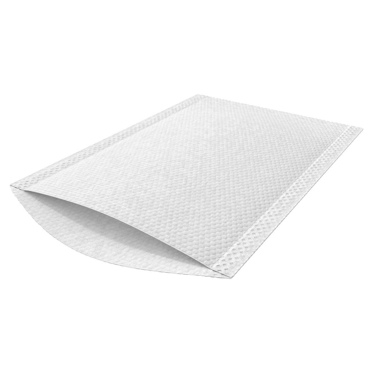 A white padded mailer envelope with a textured surface is shown lying flat and partially open against a plain background—ideal for securely mailing TENA ProSkin Bathing Glove packs from TENA.