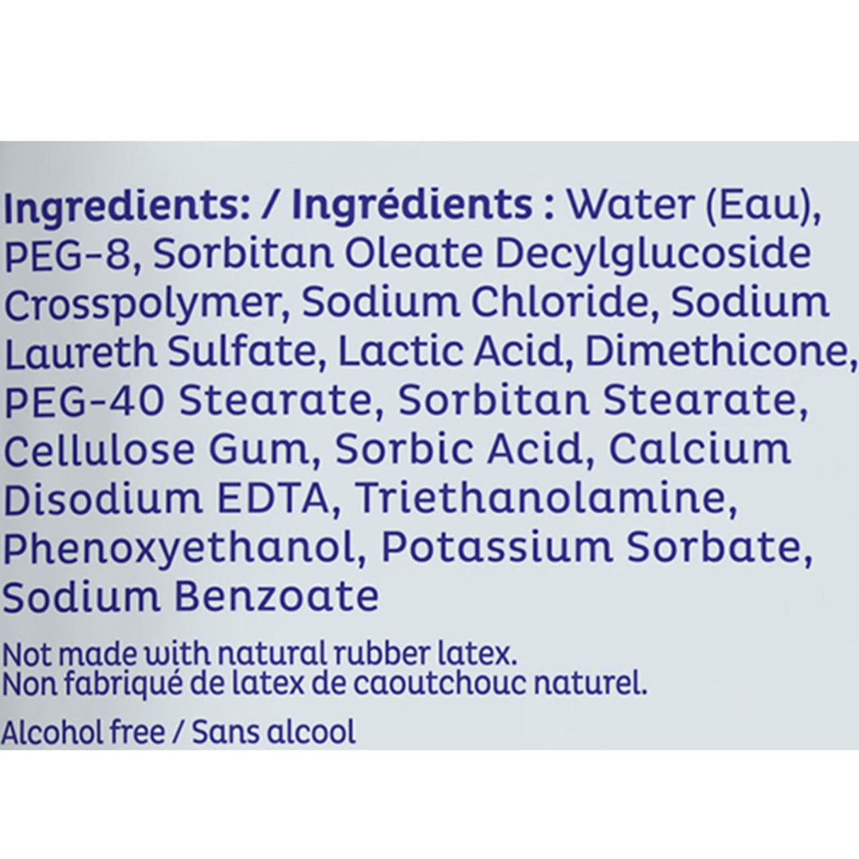 The Attends Overnight Underwear label lists ingredients in English and French, including water, chemicals, and preservatives. It states the underwear is alcohol free and not made with natural rubber latex. Brand: Attends.