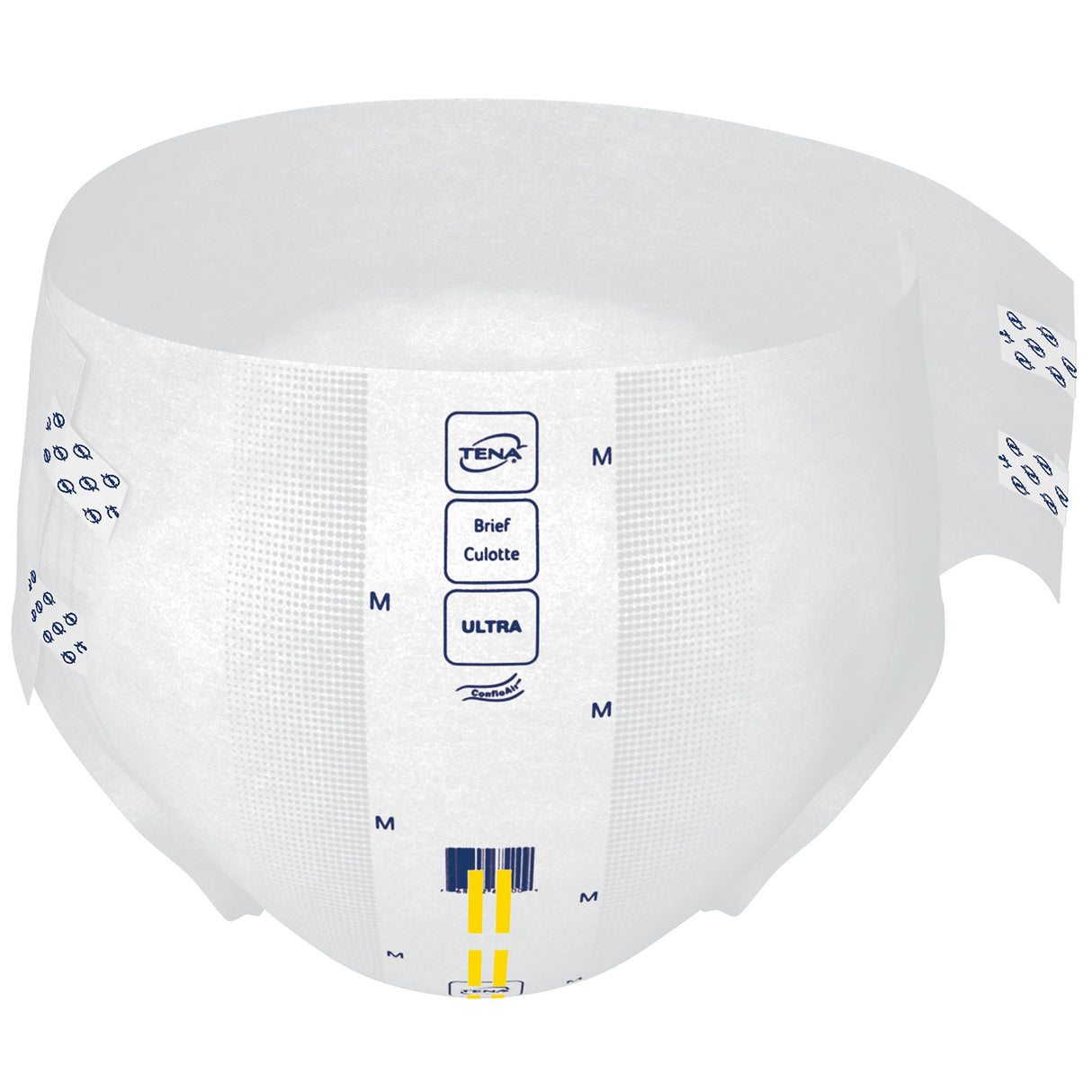 The TENA Ultra Incontinence Briefs are white, pull-up underwear-style adult briefs with size markings and product details, offering reliable heavy absorbency and protection for incontinence.