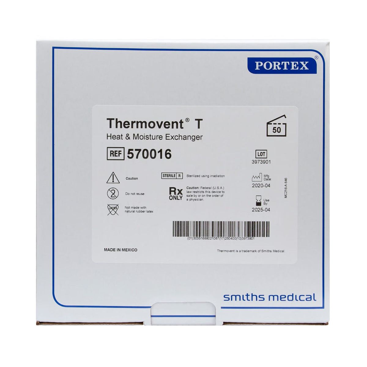 Thermovent T Heat and Moisture Exchanger, Trach - 570016-Single - LL Medico