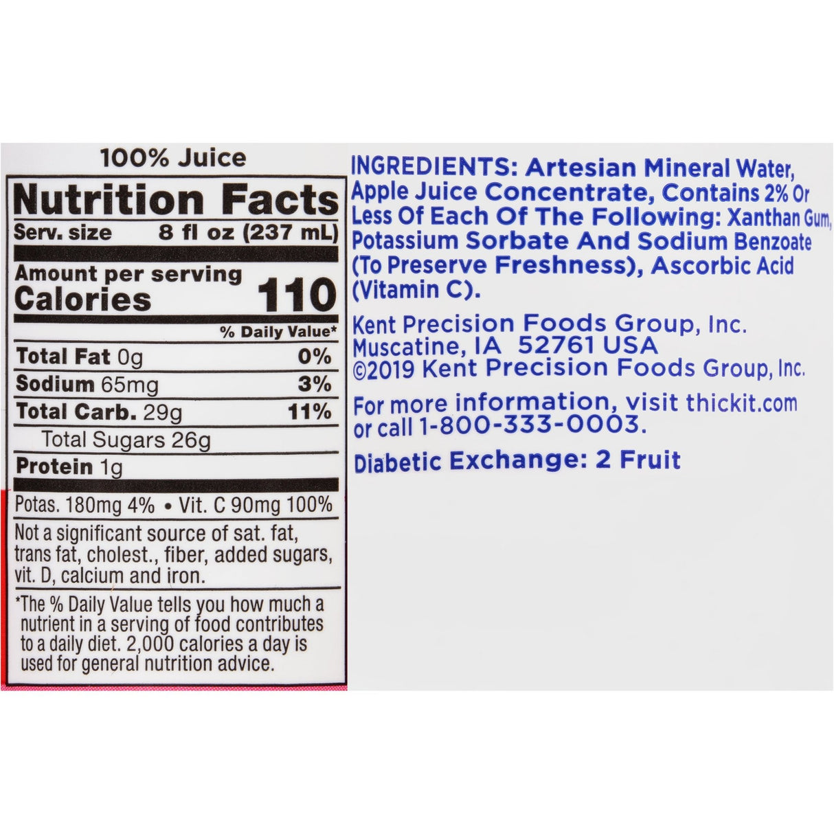 Thick - It Clear Advantage Thickened Apple Juice, Mildly Thick (Nectar Consistency) - B454-A5044-Single - LL Medico