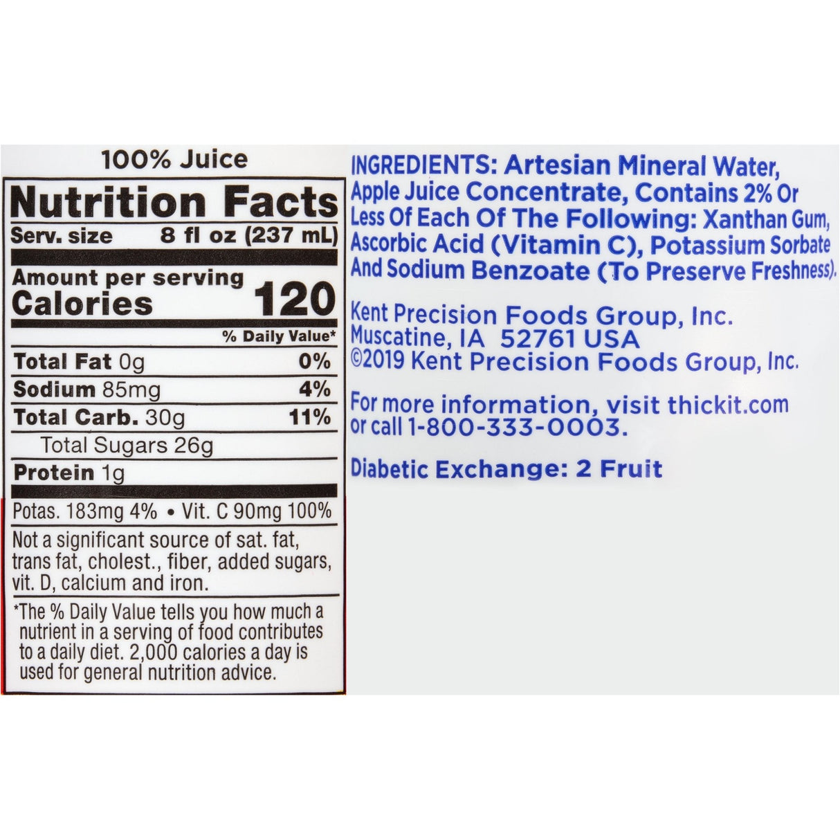 Thick - It Clear Advantage Thickened Apple Juice, Moderately Thick (Honey Consistency) - B456-A5044-Single - LL Medico