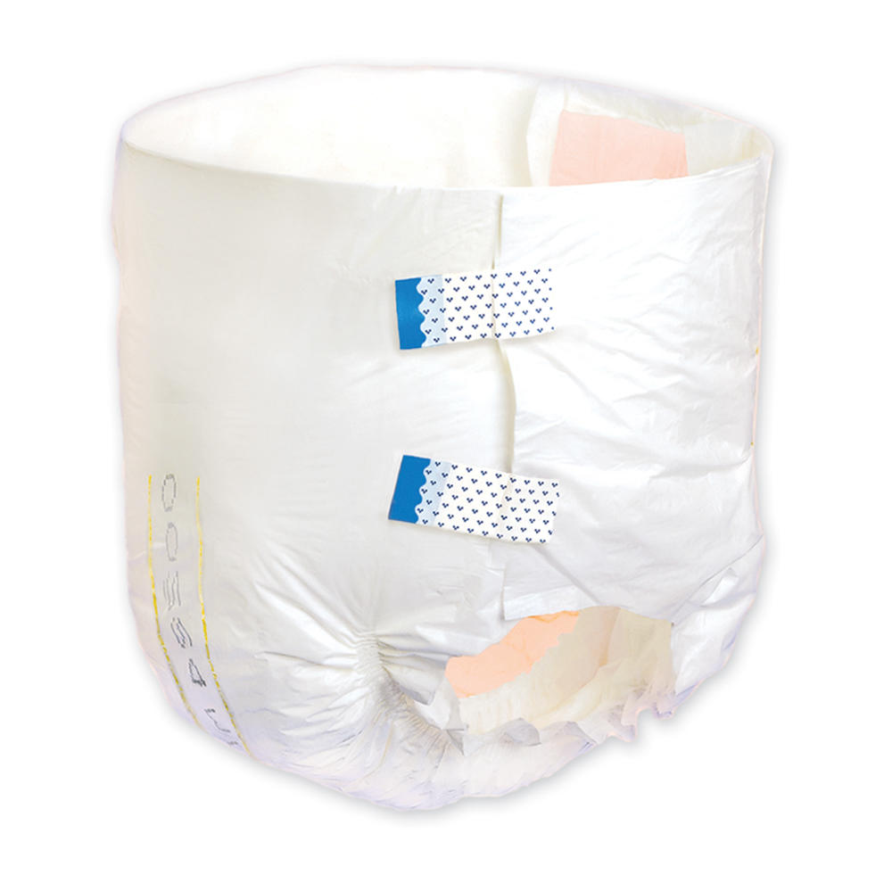 The Tranquility ATN (All-Through-the-Night) Adult Diapers by Tranquility, shown upright with blue adhesive tabs on a white background, provide dependable overnight protection.