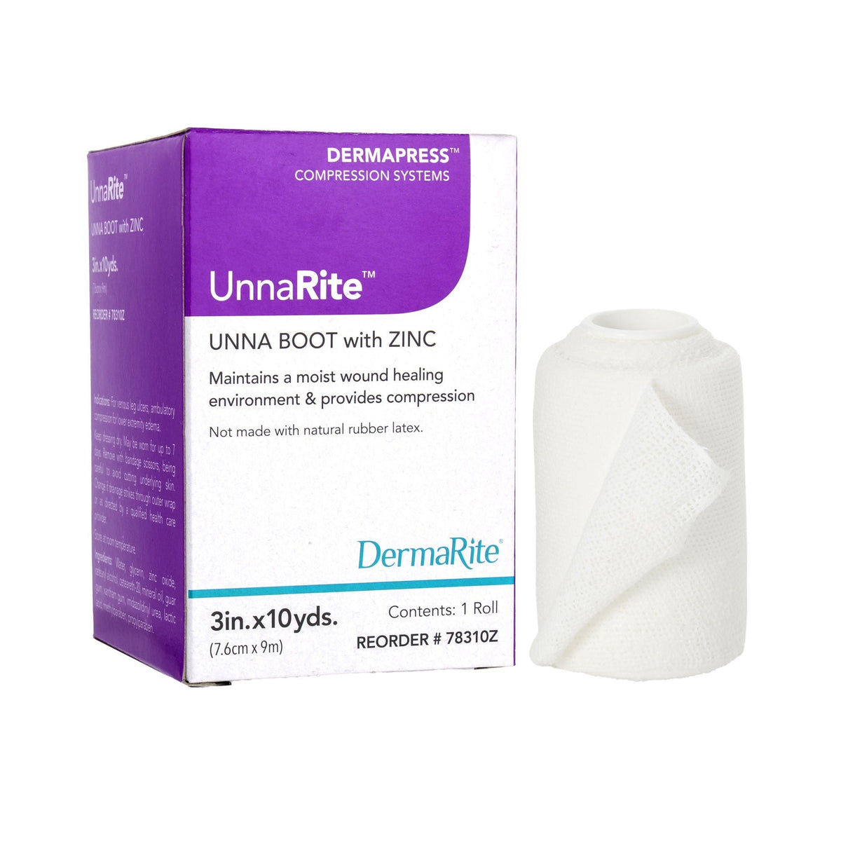 UnnaRite Unna Boot with Zinc Oxide, Non-Sterile, 3" x 10 Yard - 78310Z-Single - LL Medico