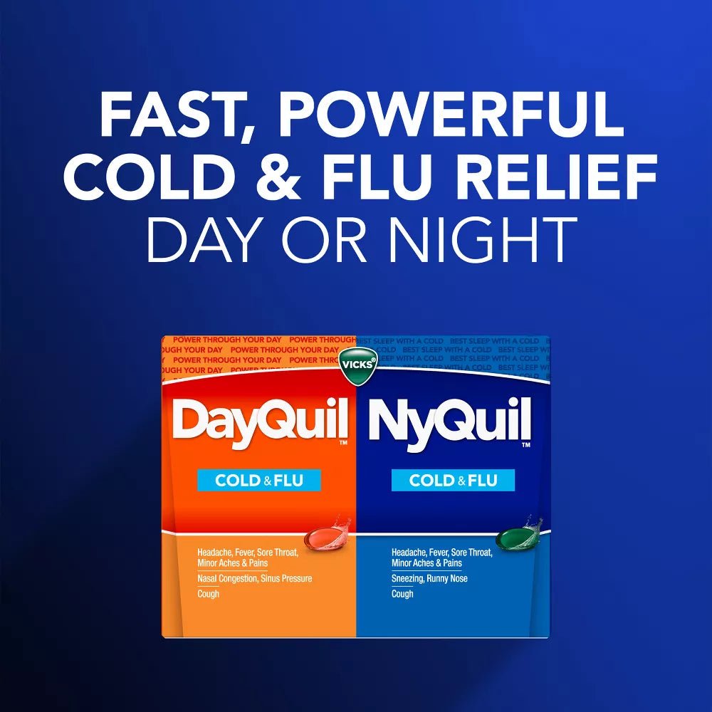 Vicks DayQuil & NyQuil Cold & Flu Relief Co - Pack, 48 LiquiCaps - 32390001452 - LL Medico