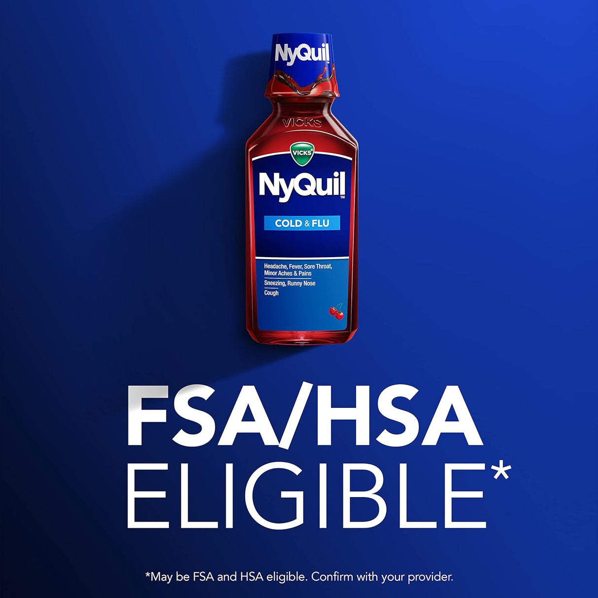 Vicks NyQuil Cold & Flu Liquid, Cherry, 8 fl oz - 37000080808 - LL Medico