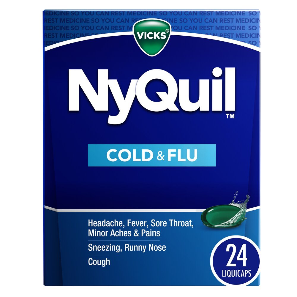 Vicks NyQuil Cold & Flu Relief LiquiCaps, 24 ct - 37000055724 - LL Medico