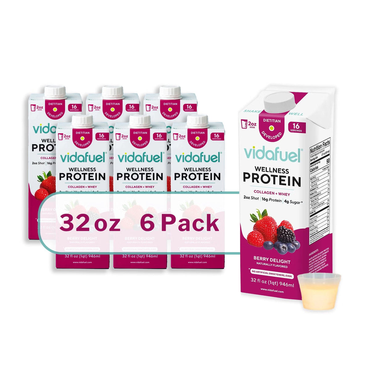 VidaFuel Wellness Protein Drink, Berry Delight, 32 oz - 02-222A-Single - LL Medico