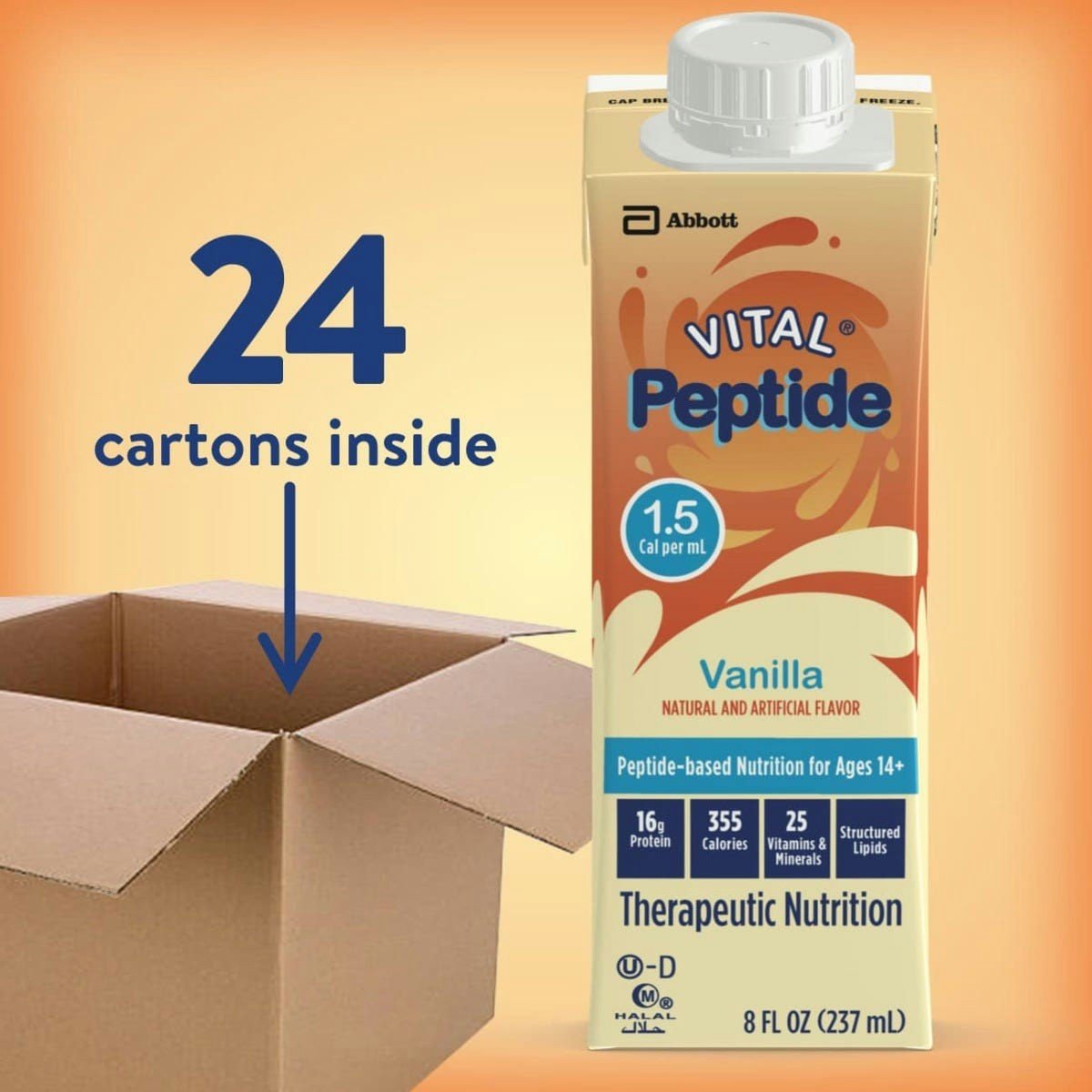 Vital 1.5 Cal Peptide Nutrition Shake, Vanilla, 8 oz - 66236-Single - LL Medico