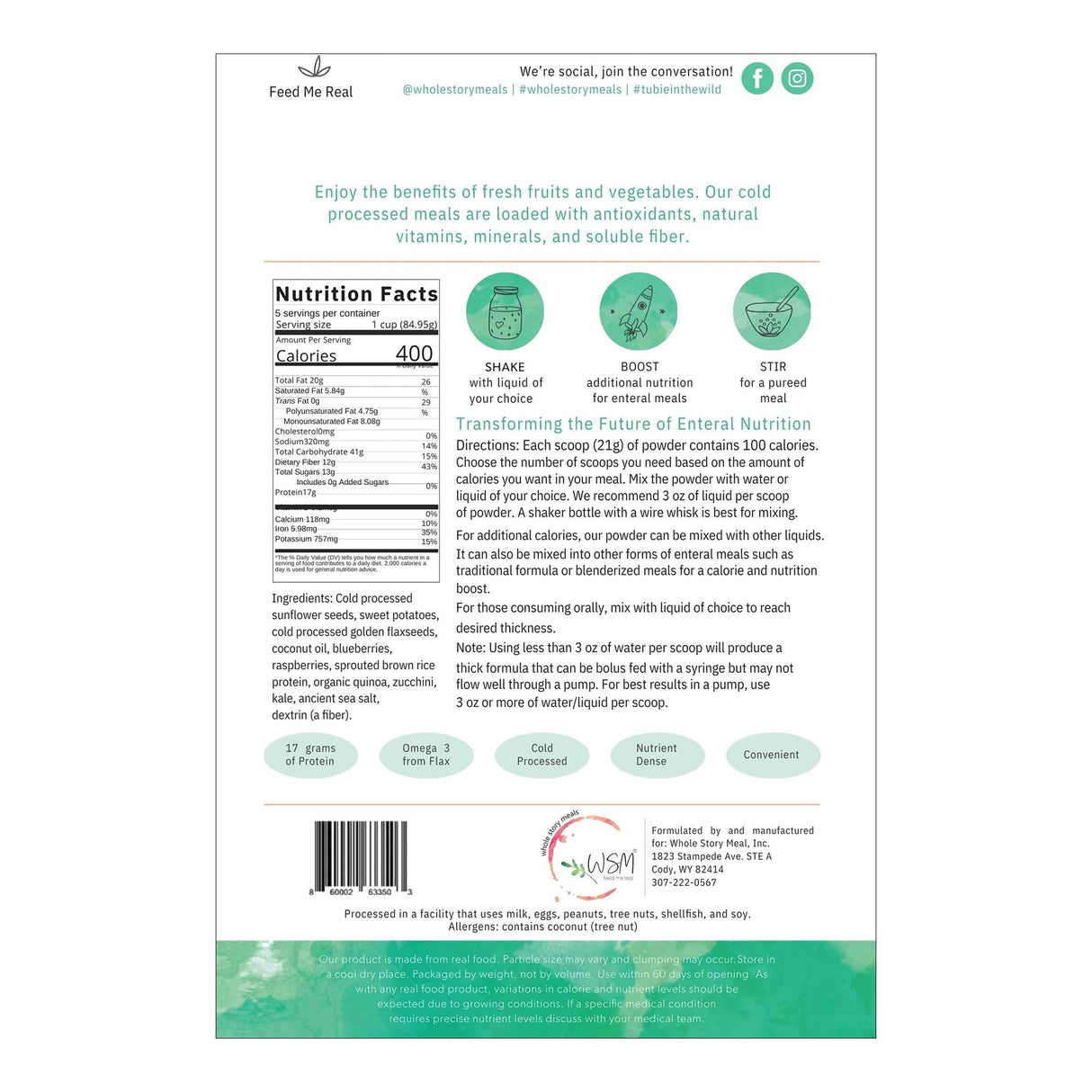 Whole Story Meals Kale, Quinoa and Berries Flavor - 7123-Single - LL Medico