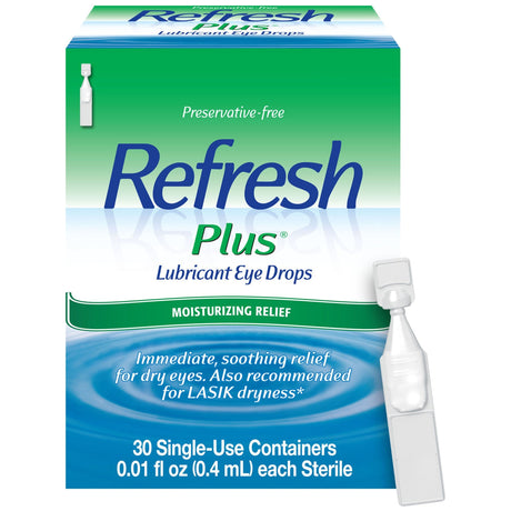 Refresh Plus Lubricant Eye Drops, Preservative-Free, Carboxymethylcellulose Sodium 0.5%, Sterile, 0.01 oz