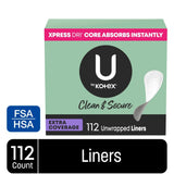 U by Kotex Extra Coverage Panty Liners, Light Absorbency, Unscented