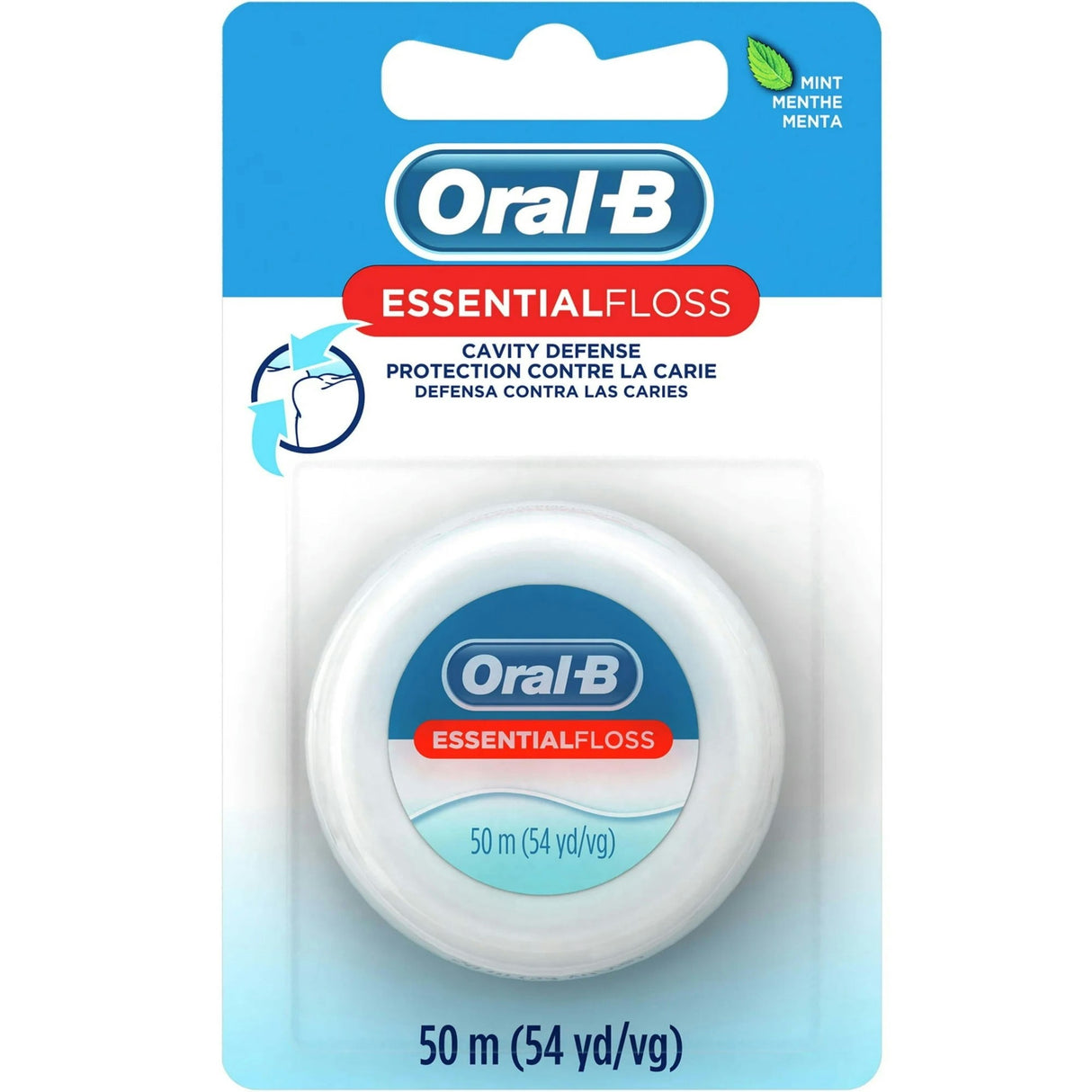 Oral-B Essential Floss Cavity Defense Mint Waxed Dental Floss, 50m/54 Yards