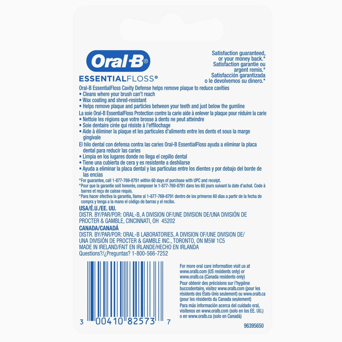 Oral-B Essential Floss Cavity Defense Mint Waxed Dental Floss, 50m/54 Yards