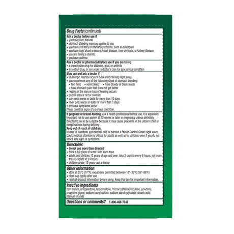 Excedrin Extra Strength Pain Relief Caplets, Acetaminophen 250 mg / Aspirin 250 mg / Caffeine 65 mg