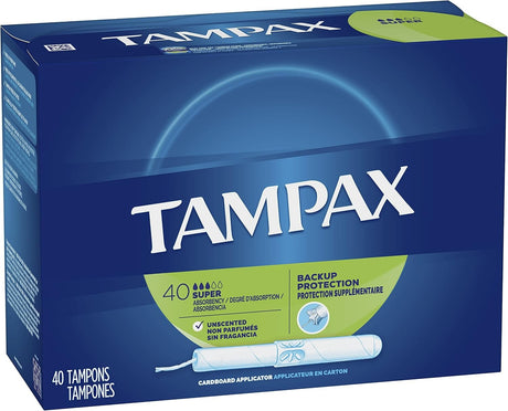 Tampax Super Absorbency Unscented Tampons with Cardboard Applicator