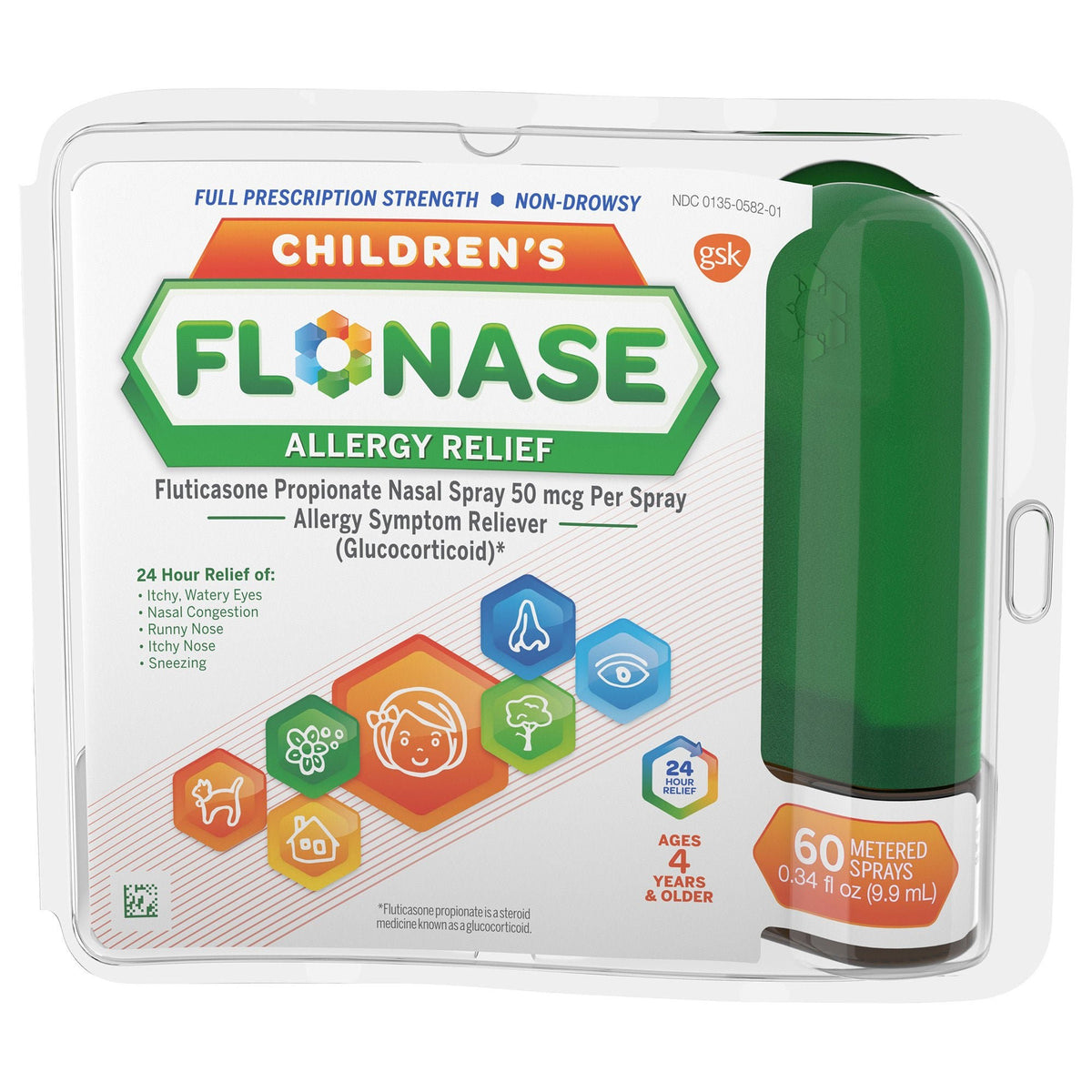 Flonase Allergy Relief Nasal Spray, Fluticasone Propionate, 50 mcg - 00135057617 - LL Medico