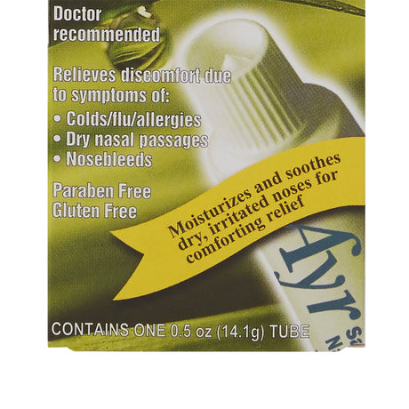 Ayr Saline Nasal Gel, Nasal Moisturizer, With Aloe, 0.5 oz Tube - 00225052547 - LL Medico