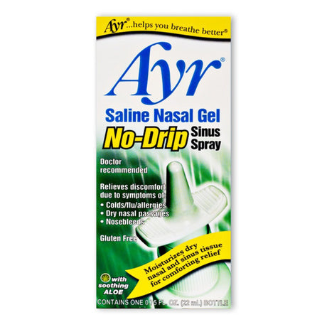 Ayr Saline Nasal Gel No-Drip Sinus Spray, Nasal Moisturizer, 0.75 oz - 00225052848 - LL Medico