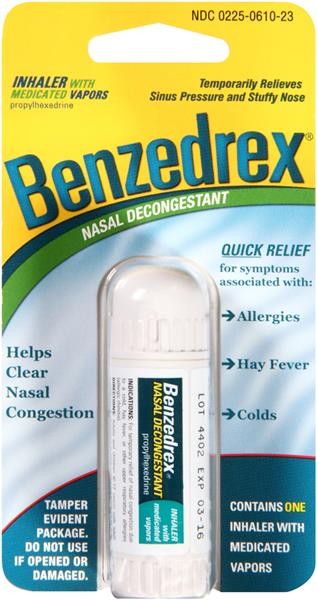 Benzedrex Nasal Decongestant Inhaler, Propylhexedrine, 0.9 oz - 00225061023 - LL Medico