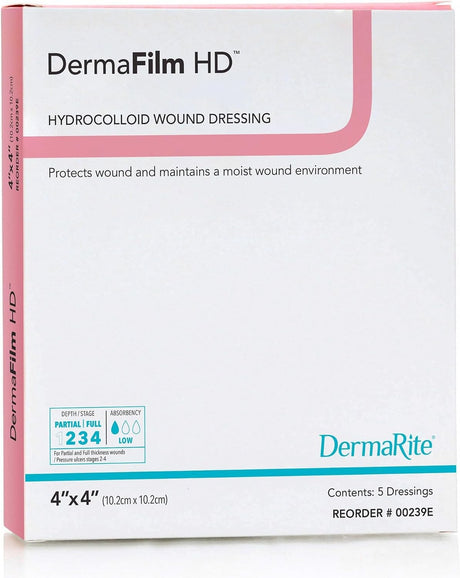 Dermarite DermaFilm HD Hydrocolloid Dressing, 4 x 4 Inch