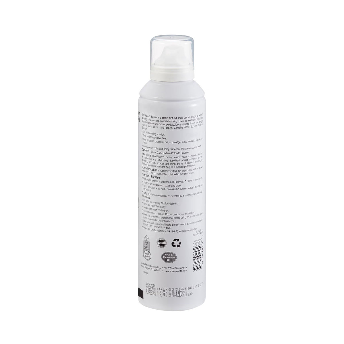Safe n Simple SafeWash Irrigation Solution, Sterile, Sodium Chloride 0.9%, 7.1-ounce Spray Can - 00245 - LL Medico