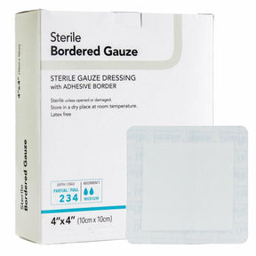 DermaRite Bordered Gauze, Island Dressing, 4 x 4", White, Gauze, Nonsterile - 00255-Single - LL Medico