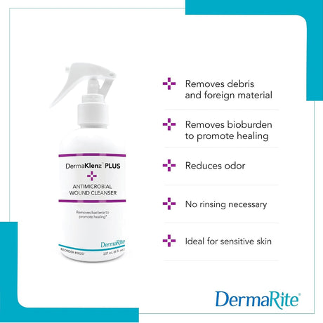 DermaRite's DermaKlenz PLUS Wound Cleanser - Spray Bottle, 8 oz.