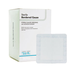 DermaRite Bordered Gauze, Island Dressing, 2 x 2", White, Gauze, Sterile - 00261E-Single - LL Medico