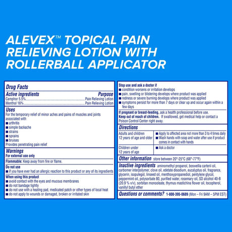 AleveX Pain Relieving Lotion, Max Strength Menthol, Roll-On, 2.5 oz - 00280005001 - LL Medico