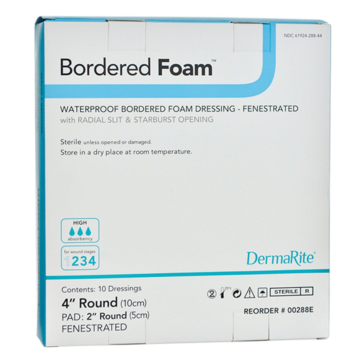 Dermarite BorderedFoam Adhesive with Border Foam Dressing, 4-Inch Round