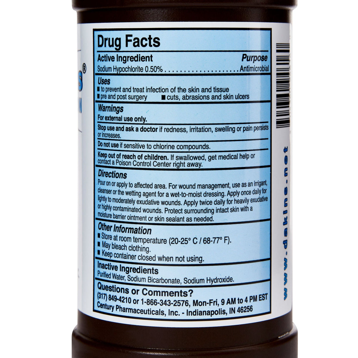Dakin's Solution Full Strength, Antimicrobial Wound Cleanser, 16 oz, Twist Cap Bottle, NonSterile - 00436094616 - LL Medico