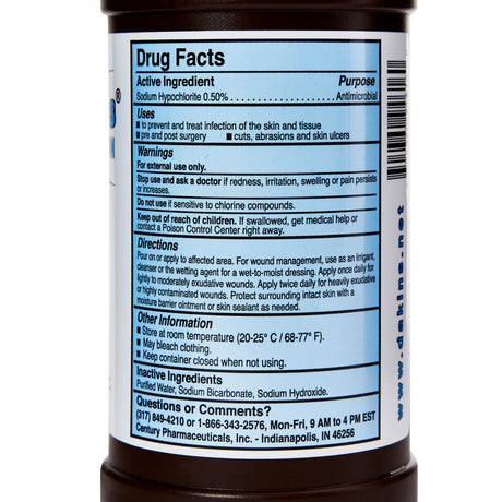 Dakin's Solution Full Strength, Antimicrobial Wound Cleanser, 16 oz, Twist Cap Bottle, NonSterile - 00436094616 - LL Medico