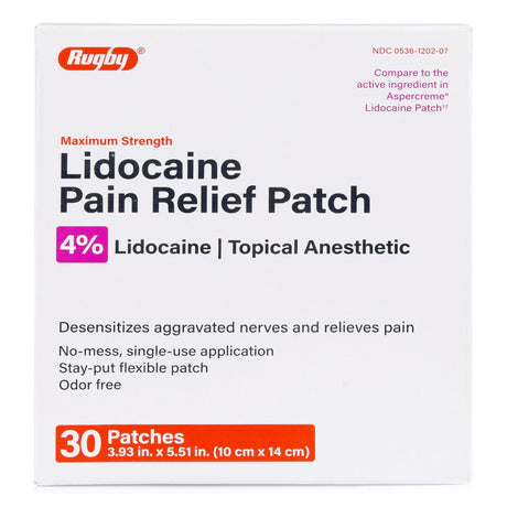 Rugby Lidocaine Pain Relief Patch, 4%, Topical Anesthetic